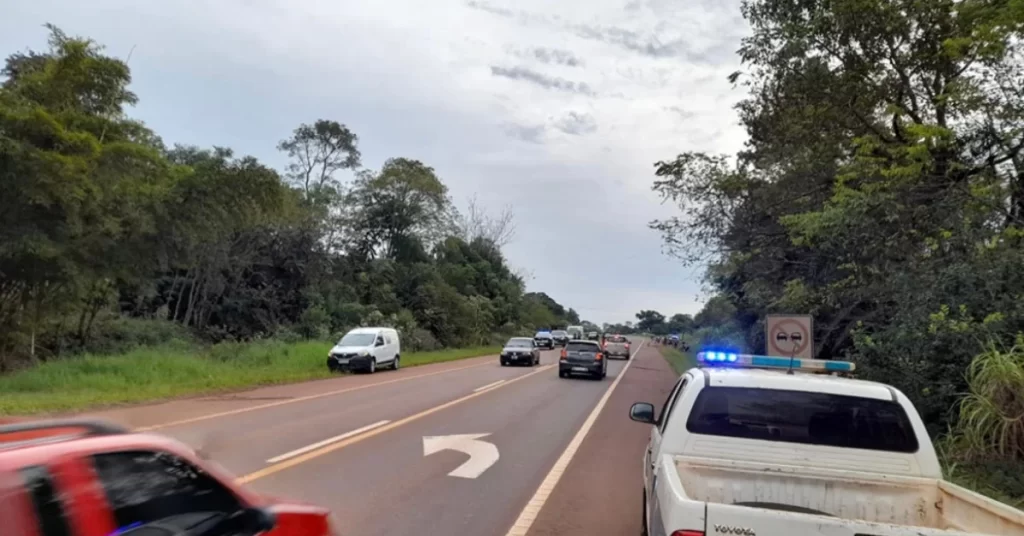 Imagen del lugar del accidente en la ruta 14, Campo Grande, Misiones
